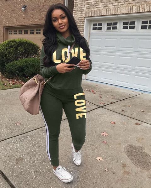 

spring womens popular love letter casual fashion suit lapel neck sports jogging suits outwear hoodies slim fit designer tracksuits, Gray