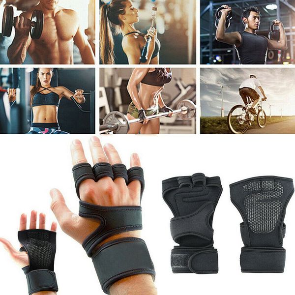 

2019 new neoprene sport fitness cycling gym half finger gloves exercise weight lifting training workout wrist gloves, Black