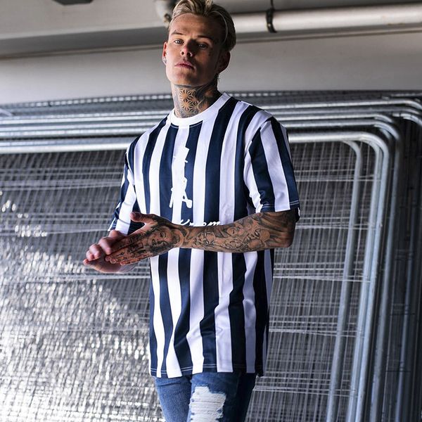 

new hip hop men tshirt summer o-neck t shirt men street wear casual striped shirt polyester tees, White;black