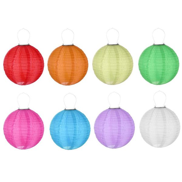 

12 inch solar lanterns led light chinese round paper lanterns for chritmas wedding event party decoration holiday supplies