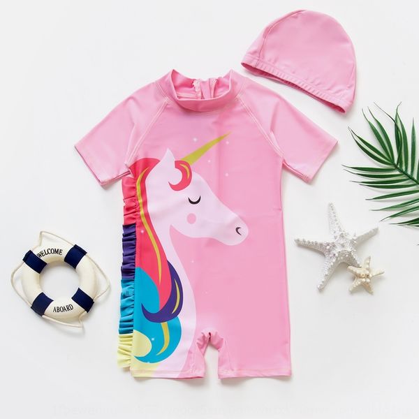 

qv01q children's one-piece flat-angled short sleeve sunscreen pink nv yong yi nv yong yi women's swim single-angled pony girl swim, White;black