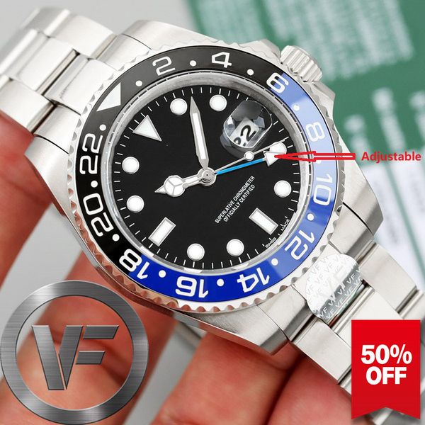 

VFactory Классический Top Real GMT Uhr керамический ободок Мужская мода Batmans Механические автоматические движения часы мужчины дата Наручные часы