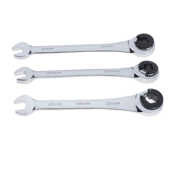 

3 packs durable opening ratchet spanners set fix head 8mm 10mm 13mm silver