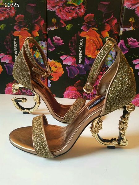 

high heels sandals for woman, genuine leather dressing pumps with d baroque & g sculpted heel sandals highest quality + original box, Black