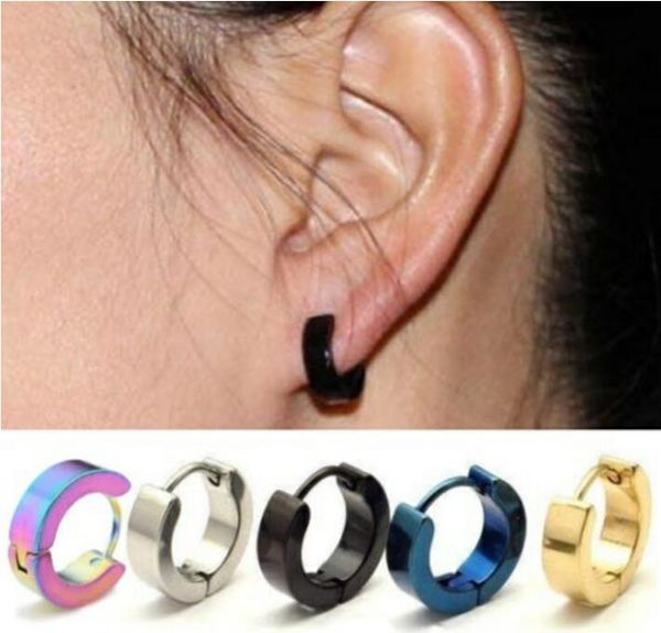 

Канал серьги Хооп Mens нержавеющей стали серьги стержня для женщин висячие кристал