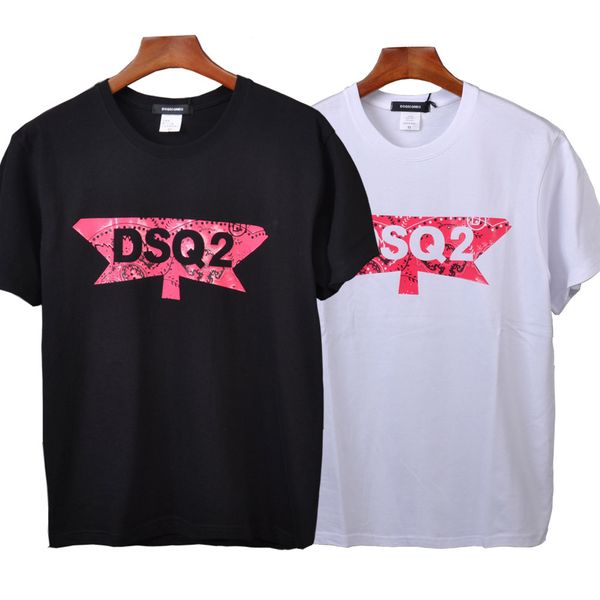 

d2 brand new casual t-shirts dsq printed male female summer casual cotton short sleeve tees loose couple polo tshirt, White;black