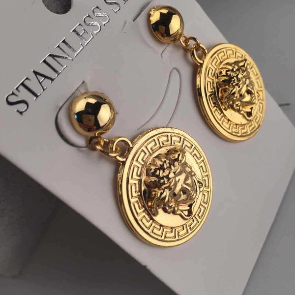 

new hiphop medusha head pendant earring with corn chain 24k gold plated, hign quality and ing, Silver