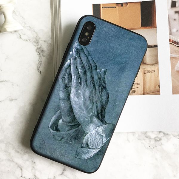 

fundas luxury praying hands case for iphone 11 pro xs max xr 8 7 6s plus 5 se case soft black tpu silicone cover.