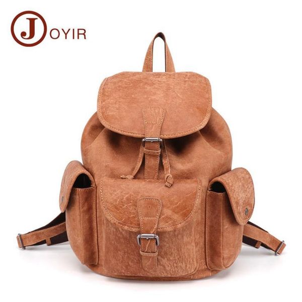 

european and american trend explosion models outdoor leisure backpack retro fashion leather female bag head layer cowhide computer ba