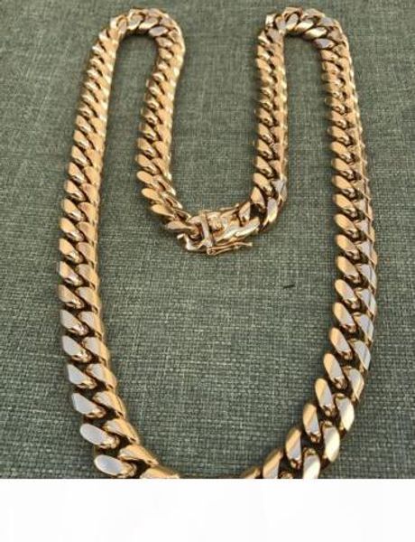 

14мм мужчины кубинский майами link chain 18k позолоченный из нержавеющей стали 270 грамм heavy, Silver