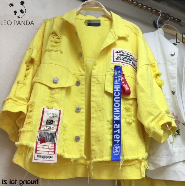 

2019 new spring and autumn women's denim jacket irregular five-point sleeve fashion designs loose jean coat female casual ladie, Black;brown