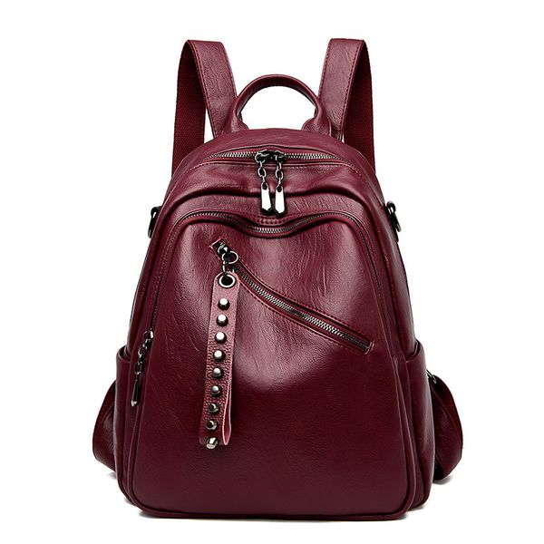 

2019 new vintage bag women bag soft pu leather youth travel backpack casual women backpack small