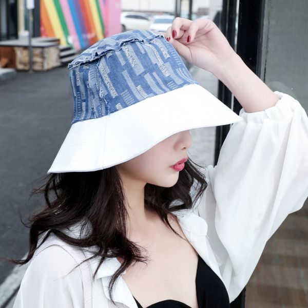 

est bucket hat summer cotton retro breathable leisure bob caps outdoor sports uv protection casual dome wide brim sun hat, Black;white