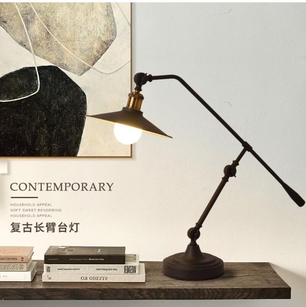 Retro Industrial Floor Lamp Creative Fishing Lamp Living Room Bedroom Study Hotel Foreign Trade Hot Style Eye Protection Led Desk Lamp Interior Design
