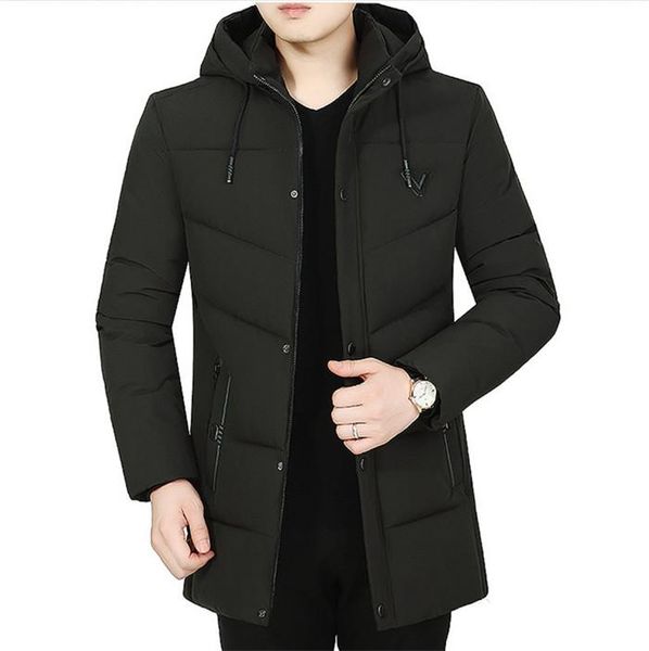 

mens зимы конструктора вниз с капюшоном с длинным рукавом бизнес стиль homme одежда puls размер сплошной цвет повседневная одежда, Black
