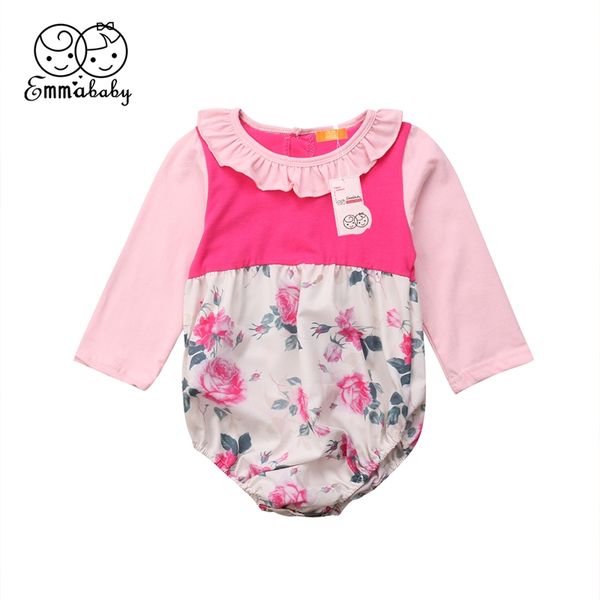 

Newborn Infant Baby Girl Flower Romper Peter Pan Neck Jumpsuit Autumn Cute Outfit Sunsuit Clothes Age 0-24M