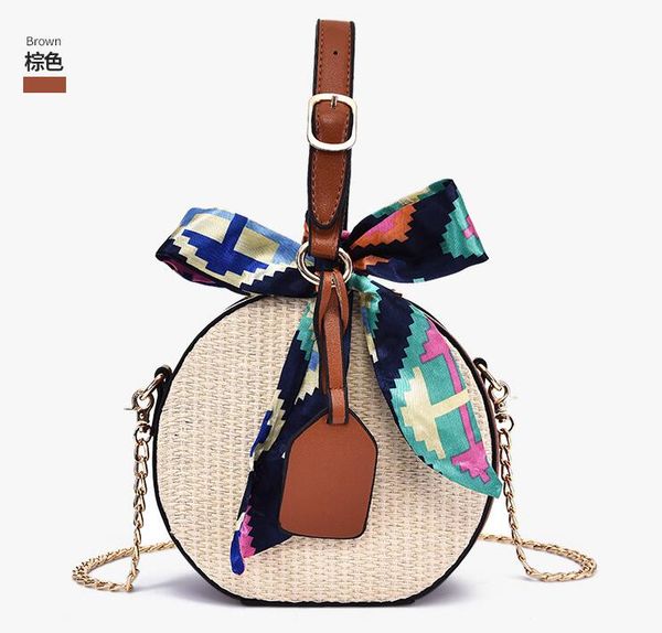 

chain small round bag women shoulder bags braided crossbody bag with ribbons ph-rg2061842
