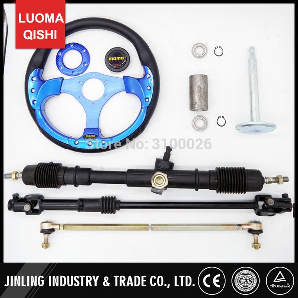 

320mm steering wheel 630mm rack & pinion 610mm adjust u joint tie rod fit for china go golf l kart buggy karting utv bike parts