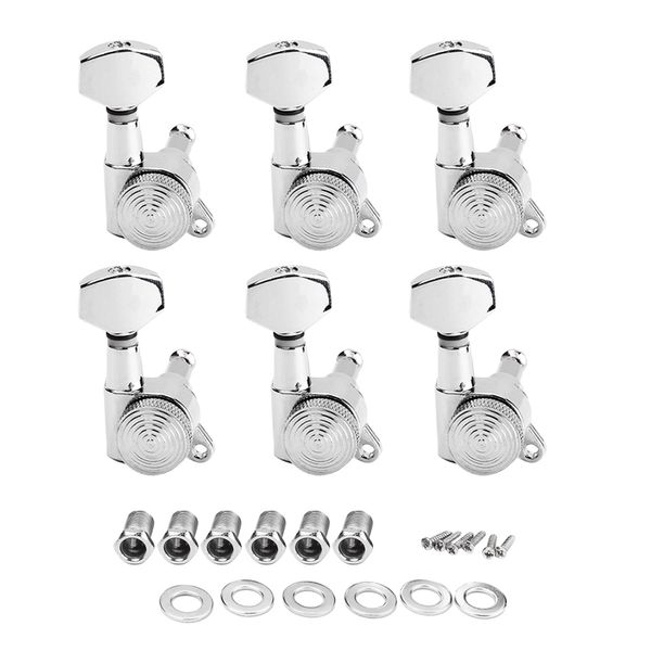 

1 pack 6r locked string electric guitar tuning pegs tuner square head silver