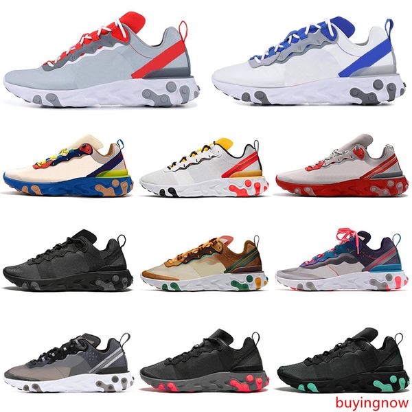

новый react element 55 87 тур желтые кроссовки мужчины женщины апельсиновая корка тройной черный белый парус кремовый синий мужские кроссовк