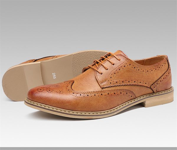 

fashion mens dress brogue spring british style lace up carve patterns male casual shoes designer teenager shoes, Black