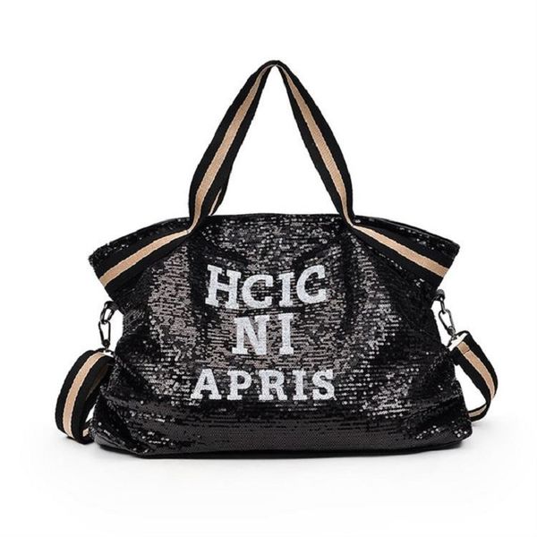 

2019 new europe america sequin high-capacity luggage bag fashion weekend travel large duffle tote bags weekend female travel bag