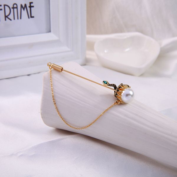 

balanbiu изысканного стекло pearl цепь кулон штыри для женщин золотого цвета симпатичных маленьких змеек брошь новых оптовой продажи ювелирн, Gray