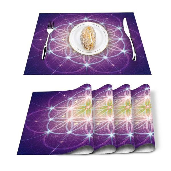 

4/6 pcs placemat table mat flower life of flower for tables heat-insulation linen cotton kitchen dining pads placemats set