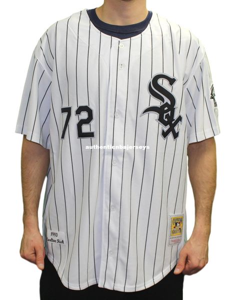 

carlton fisk chicago #72 mitchell & ness retro 1993 jersey, Black;blue