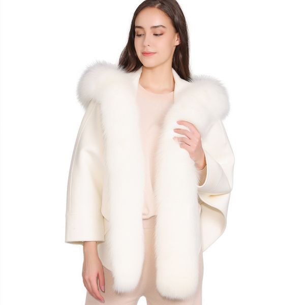 

women winter coat 2020 elegant warm wool coat korean style real fur hooded fashion ladies cashmere, Black