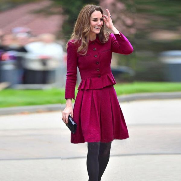 

princess kate sets 2020 early spring elegant vintage turn-down collar single breasted short coat + high waist pleated skirt, White