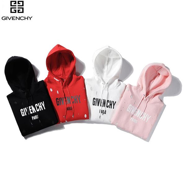

givenchis designer brand men hoodie classic hole qualitys hoodies luxury fashion cotton hooded sweater leisure comfortable slim fit hoodie, White;black
