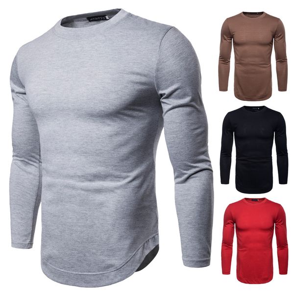 

mens basic solid t shirts o neck slim fit tees for spring and autumn 2018 new breathable casual thin tshirt, White;black