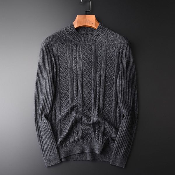 

minglu argyle sweater men luxury wool and hair mink cashmere mens sweaters plus size half turtleneck sweater man winter, White;black