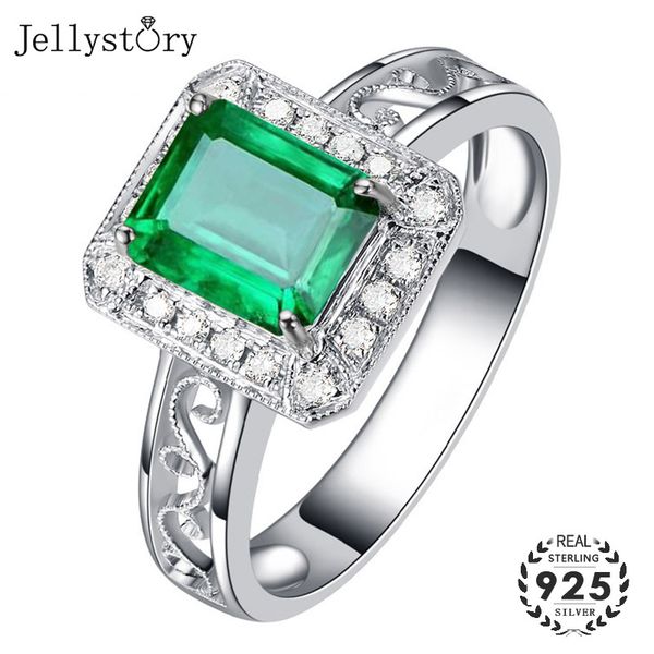 

jellystory классические 925 серебряных ювелирных изделий кольца с rectangle shape emeral циркон gemstone разомкнутого кольца для женщин парт, Golden;silver