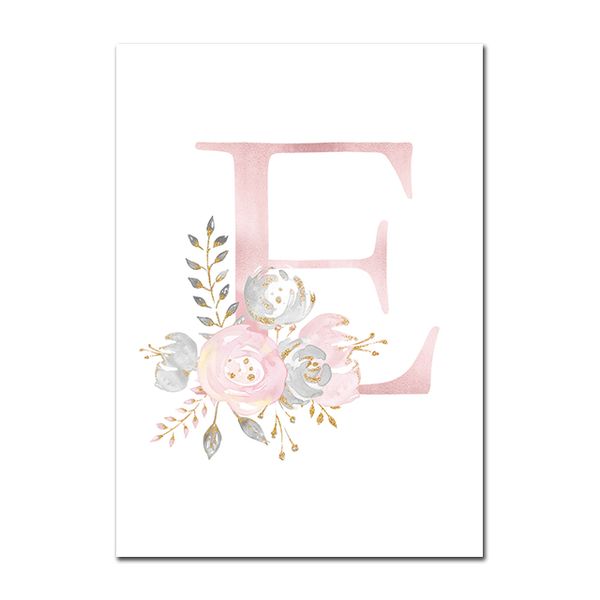 

2020 girl name pink flowers custom baby poster personalized poster kindergarten wall art canvas painting for girls room
