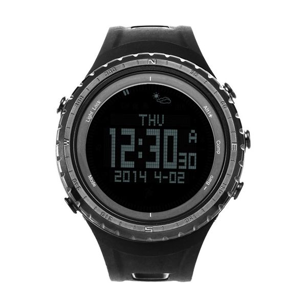 

sunroad sports men&women digital watch-waterproof altimeter compass clock pedmeter fishing barometer satch clock watches, Slivery;brown