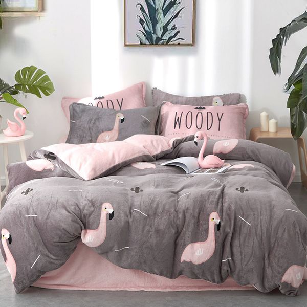 

padded warm coral velvet 4-piece winter double-sided flannel linens covered with french velvet 1.8 m bedding