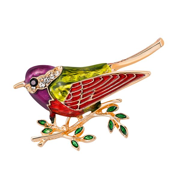 

rhinestone enamel cute bird brooch men women's alloy bird brooch pins, Gray