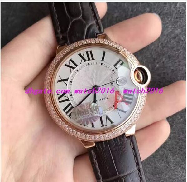 

luxury christmas gift new 18k rose gold 36mm wgbb0009 automatic black leathe bracelet men sport fashion men's watches