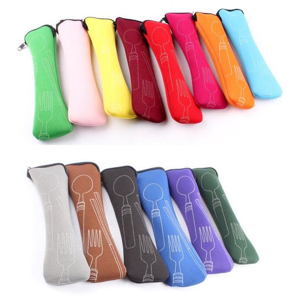 

20x6см портативный нержавеющая сталь вилка ложка неопрена сумки палочки для еды путешествия ourdoor кемпинг столовые приборы инструменты пос