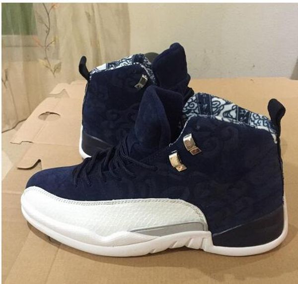 

12s mens basketball shoes international flight blue white trainers athletic sports shoes with box