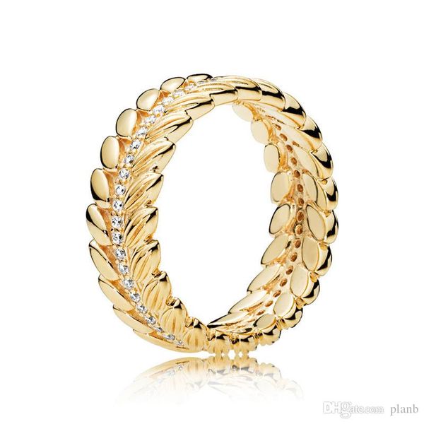 

luxury 18k yellow gold grains of energy ring original box for pandora 925 sterling silver shine grain ring women wedding gift, Slivery;golden
