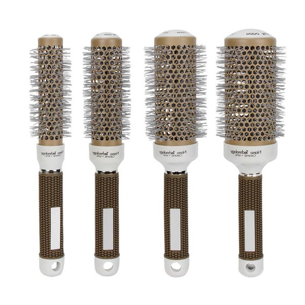 

professional hair dressing brushes high temperature resistant ceramic iron round comb (19mm) 5 size hair styling tool hairbrush, Silver