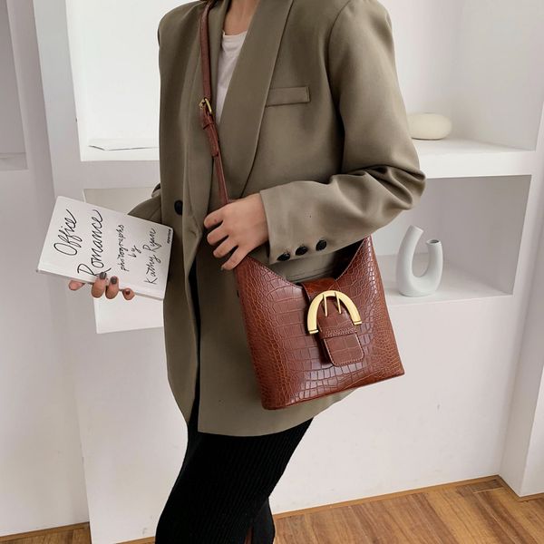

vintage pu leather bucket bags for women small solid color crossbody bag female shoulder messenger bag handbags sac a min