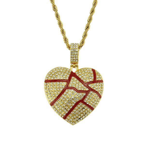 

европейский и американский хип-хоп broken heart heart shape ожерелье ручной работы сплава rhinestone ювелирных изделий вспомогательного обор, Silver