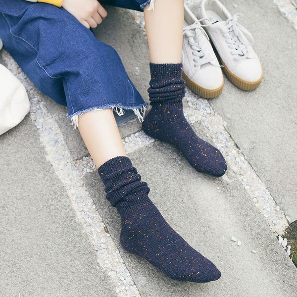 

ins autumn and winter socks piles of new womens wool long tube relent thick cotton socks piles of socks factory wholesale sale, Black;white