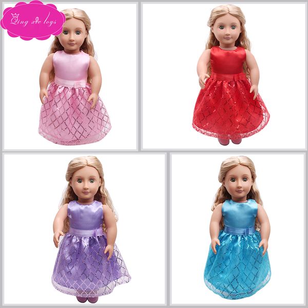 

лето новое без рукавов талия яркое сетчатое платье 18-дюймовое американское кукольное платье