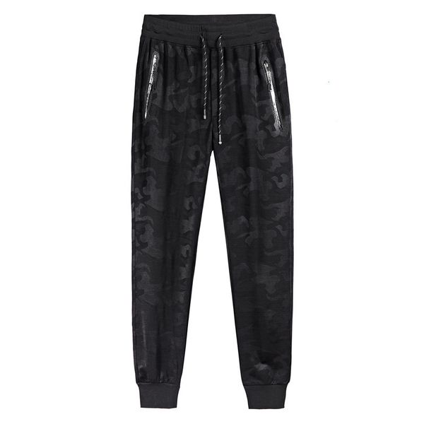 

elastic force sports pants male trousers loose camouflage pants plus fat plus size close the mouth pants fat man leisure, Black