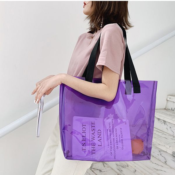 

new clear women tote bag pvc transparent shopping bag large shoulder handbag women tote travel bags environmentally storage bags